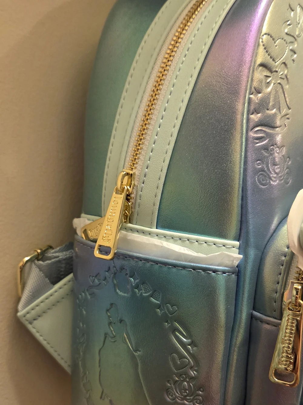 Disney Loungefly Cinderella Cake Blue Iridescent Mini Backpack